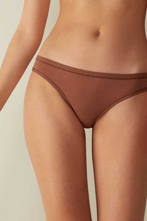 Intimissimi Brazilian Panties in Ultralight Supima® Katoenen Donkerbeige | AJMFQ7954