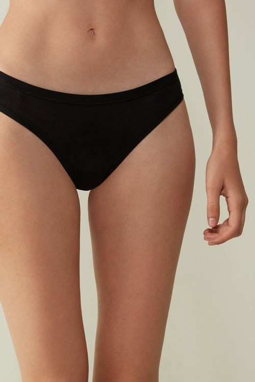 Intimissimi Brazilian Panties in Ultralight Supima® Katoenen Zwart | KEPWH0213