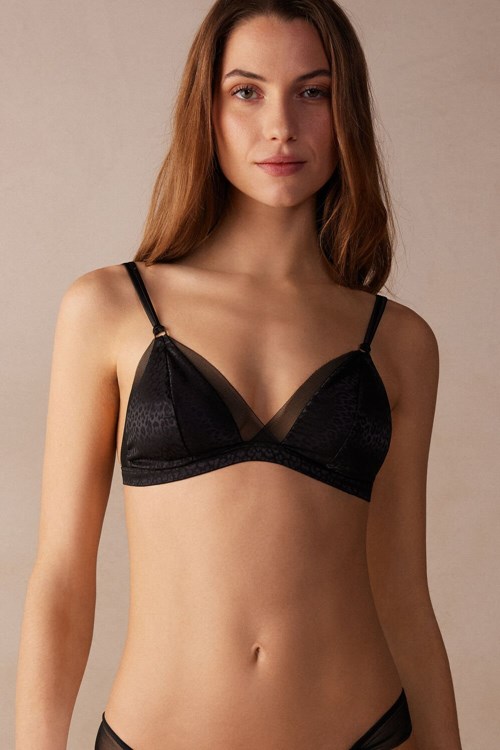 Intimissimi Cool Minimal Emma Triangle Bra Zwart Zwart | SJGFT3485