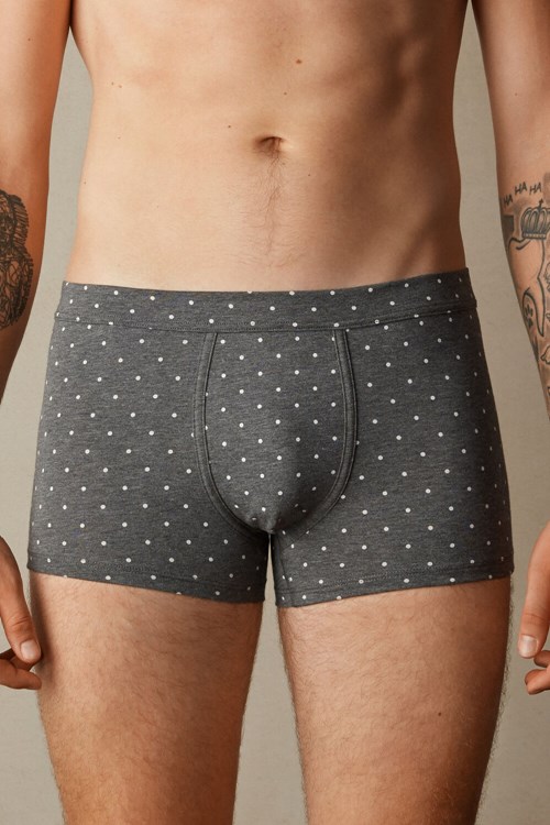 Intimissimi Dotted Boxers in Stretch Supima® Katoenen Grijs Grijs | UQXRW2046