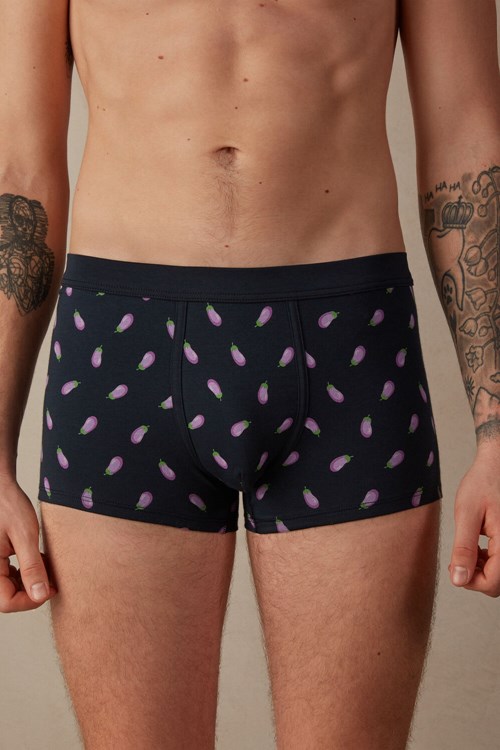 Intimissimi Eggplant Boxers in Stretch Supima® Katoenen Blauw Blauw | UBARC3568