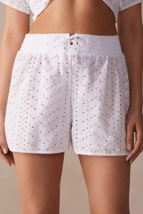 Intimissimi Hello Sunshine Sangallo Kanten Shorts Wit Wit | HMVPQ3780