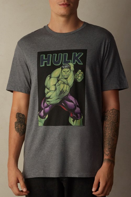 Intimissimi Hulk Print T-shirt Donkergrijs | VYQCF1539