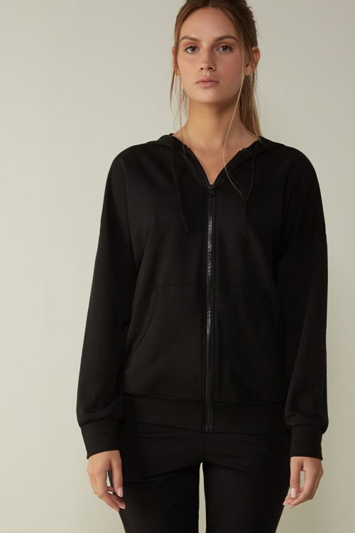 Intimissimi In Action Hoodie Sweatshirt Zwart Zwart | PAQBG8906