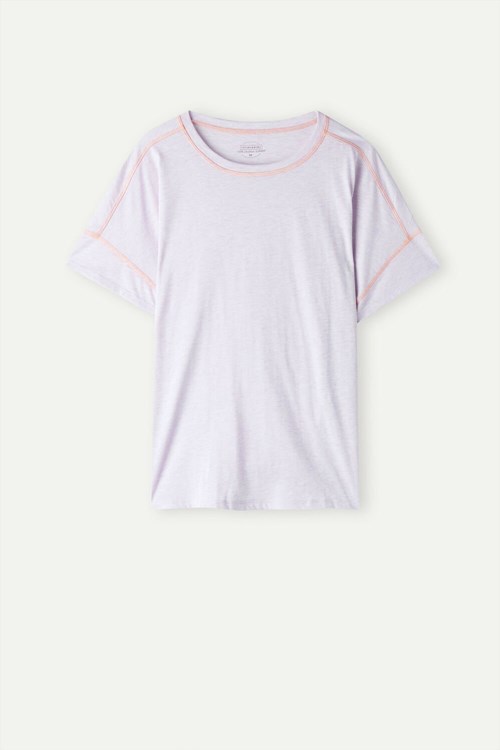 Intimissimi Iris and Apricot Kort Sleeve Supima® Ultrafresh Katoenen Top Violet - 3059 - Bianco | LPKIA6912