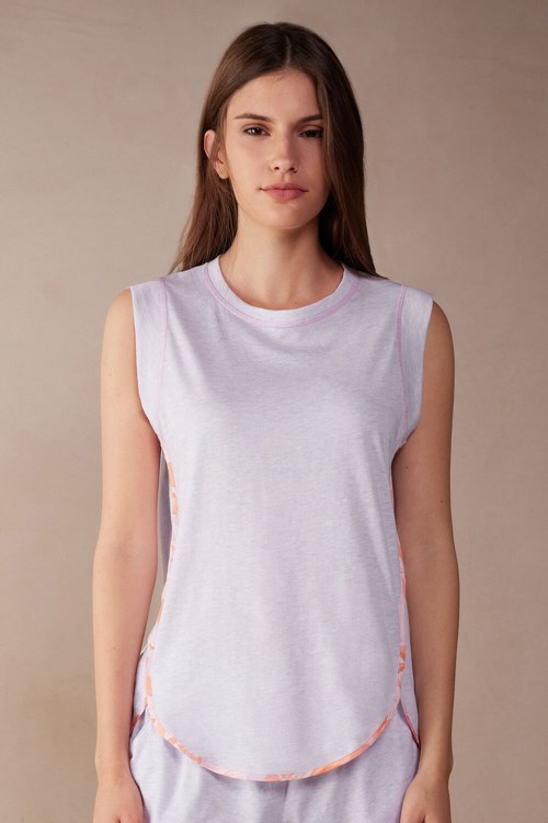 Intimissimi Iris and Apricot Ultrafresh Supima® Katoenen Tank Top Violet - 3059 - Bianco | KOVNQ7041