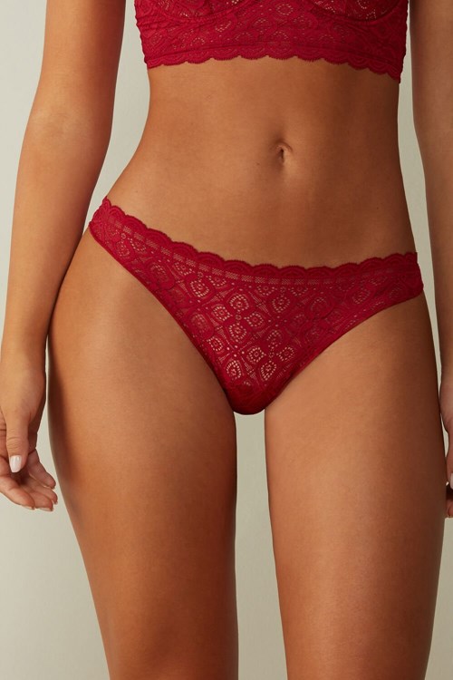 Intimissimi Kanten and Microfiber Brazilian Rood Rood | ZKQGY1937