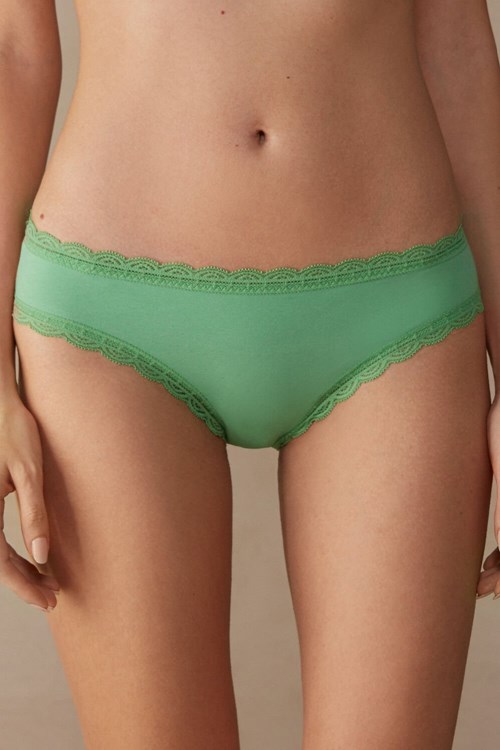 Intimissimi Katoenen and Kanten Panties Groen Mintgroen | QVBRT5284