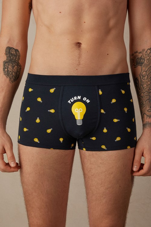 Intimissimi Light Bulb Boxers in Stretch Supima® Katoenen Blauw Blauw Licht | JDOEN4086