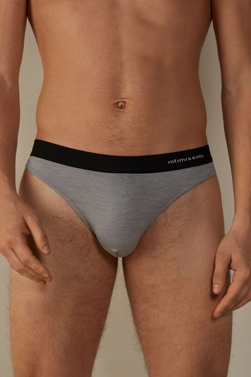 Intimissimi Logo Detailed Microfiber String Grijs Lichtgrijs | QIFKL6207