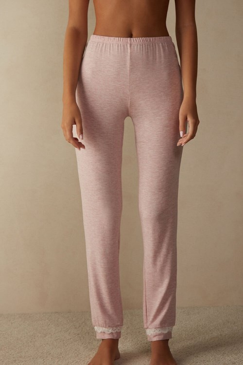 Intimissimi Long Modal Kanten Detail Trousers Roze Lichtroze | NTVDR8945