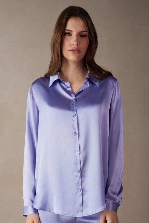 Intimissimi Long Sleeve Silk Shirt Lavendel | AEDRV3025