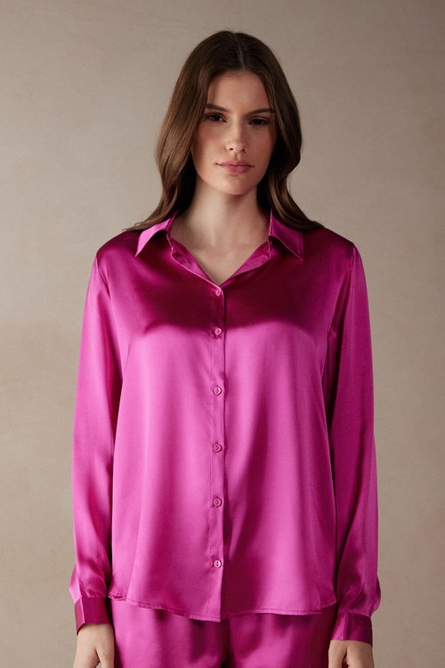 Intimissimi Long Sleeve Silk Shirt Roze Roze | ZWCYK7102