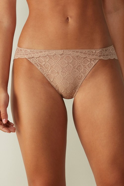 Intimissimi Low Rise Kanten Panties Beige | WJBGL9174