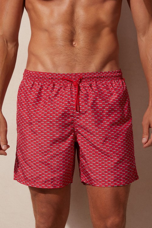 Intimissimi Micro Shark Print Swim Trunks Rood | PTXWU2538