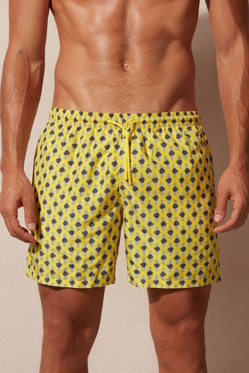 Intimissimi Micro Watch Print Swim Trunks Geel | CZTVN2497