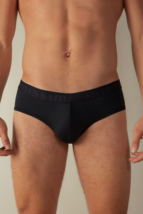 Intimissimi Microfiber Briefs with Logo Detail Blauw Blauw | OFNQX6759