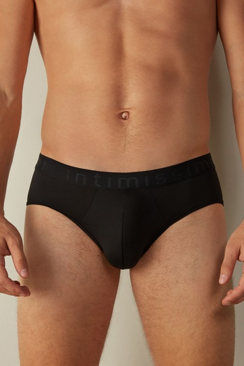 Intimissimi Microfiber Briefs with Logo Detail Zwart Zwart | OTERN9273