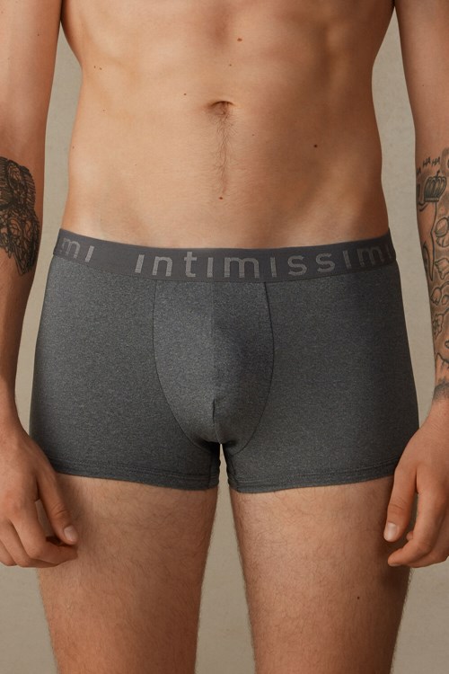 Intimissimi Microfiber Logo Boxer Shorts Donkergrijs Grijs | SCBUW1573