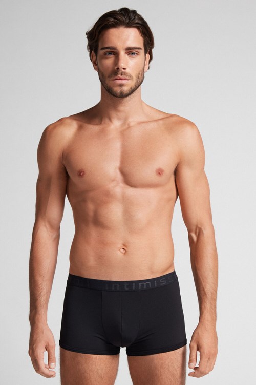 Intimissimi Microfiber Logo Boxer Shorts Zwart Zwart | SDXZN7051