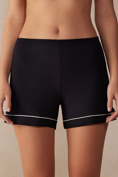 Intimissimi Modal Shorts with Contrast Trim Zwart Zwart | AWOSG9625