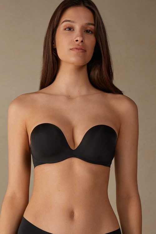 Intimissimi Monica Bandeau Bra in Ultralight Microfiber Zwart Zwart | MYPFJ1384