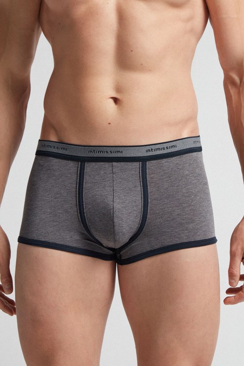 Intimissimi Natural Fresh Supima® Katoenen Boxers with Logo Donkergrijs Grijs Blauw | DBJQU2853