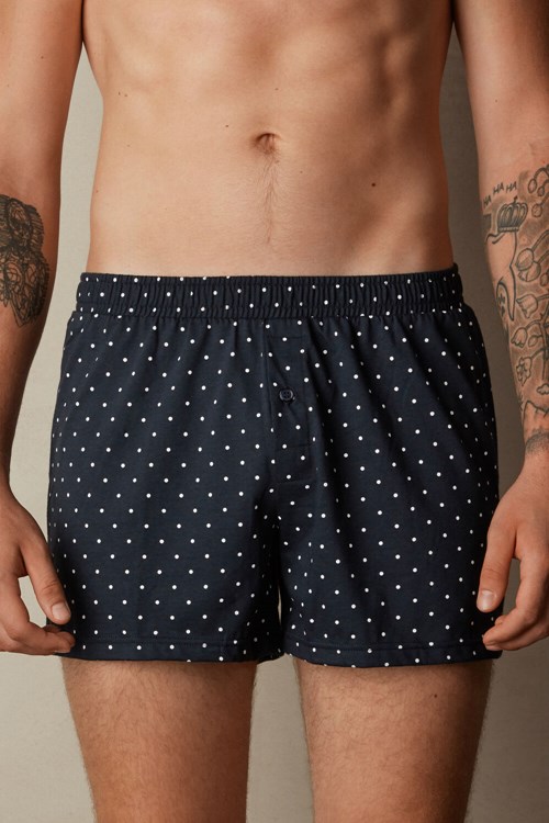 Intimissimi Patterned Katoenen Jersey Relaxed Fit Boxers Blauw Blauw | JKSTV3164