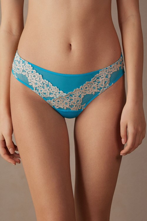 Intimissimi Pretty Flowers Brazilian Blauw Turquoise | ZTPAJ3928