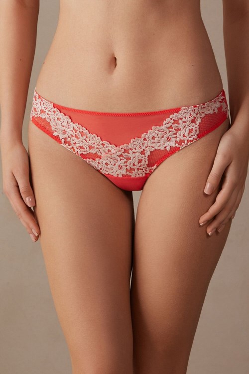 Intimissimi Pretty Flowers Brazilian Ivory - 216j - Flame Scarlet / Ivory | HDRPK0123