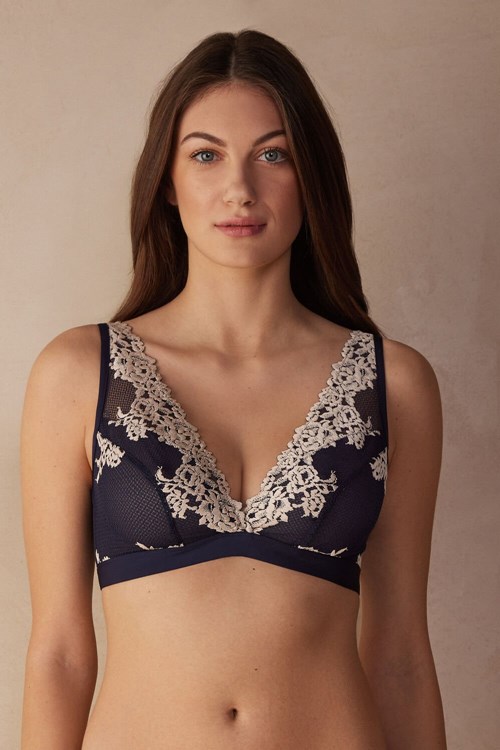 Intimissimi Pretty Flowers Lara Triangle Bra Blauw Diepblauw | EXVAH7826