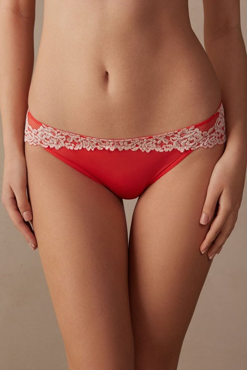 Intimissimi Pretty Flowers Panties Ivory - 216j - Flame Scarlet / Ivory | DNFXM3678