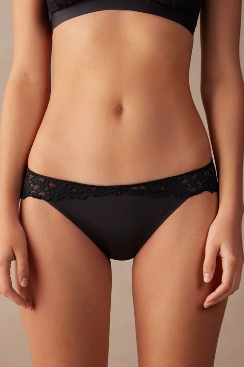 Intimissimi Pretty Flowers Panties Zwart Zwart | PLSEX5467