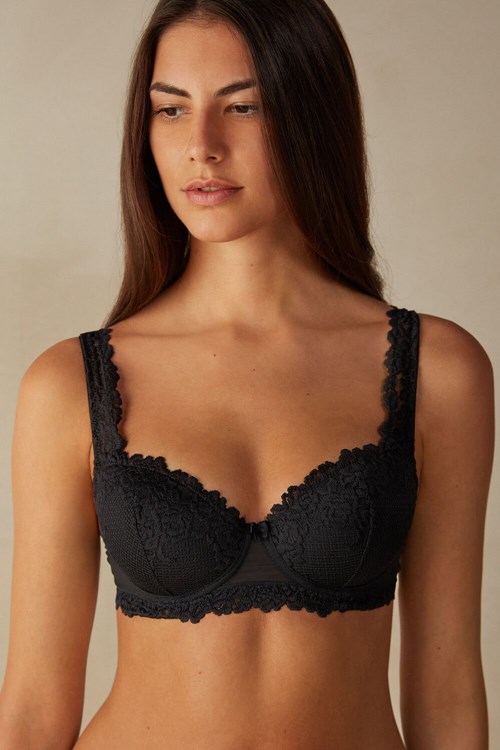 Intimissimi Pretty Flowers Sofia Balconette Bra Zwart Zwart | JYVBA6578