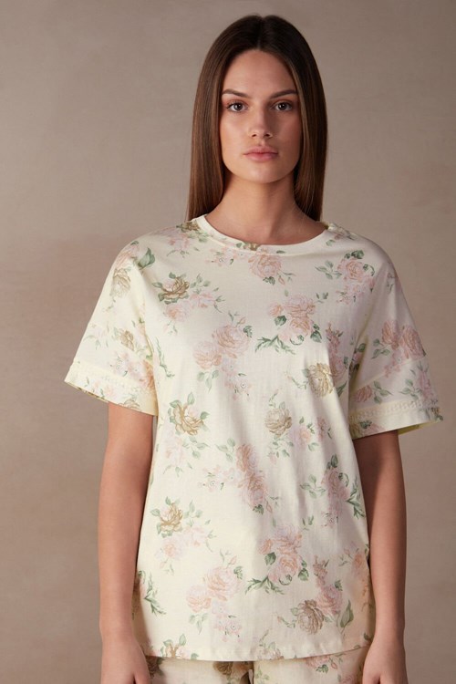 Intimissimi Scent of Roses Kort Sleeve Katoenen T-shirt Print - 205j - Scent Of Roses Print | KWORJ6094