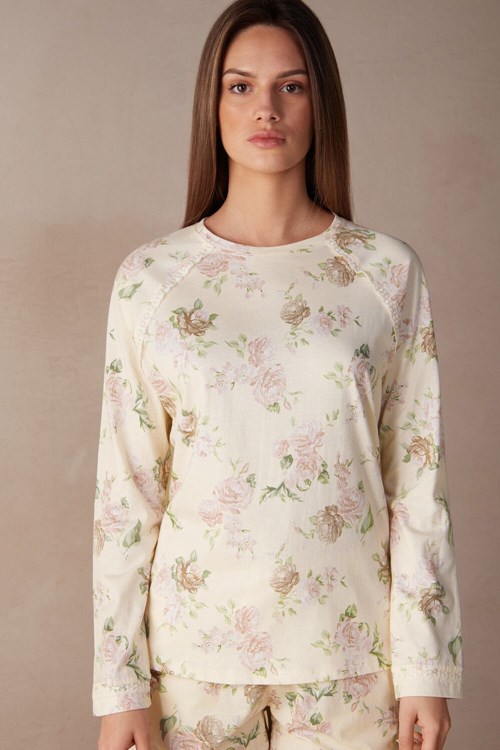 Intimissimi Scent of Roses Long Sleeve Katoenen T-shirt Print - 205j - Scent Of Roses Print | OYILE1983