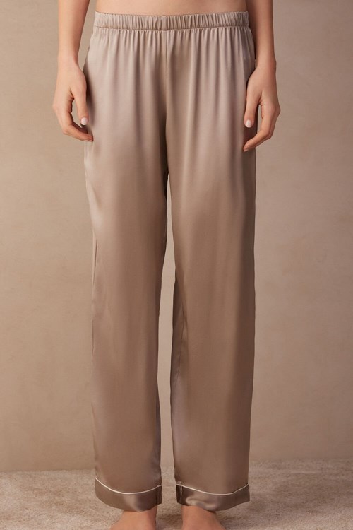 Intimissimi Silk Satin Pajama Pants Beige | VAXKJ3752