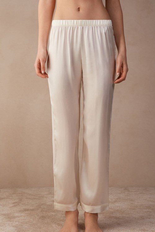 Intimissimi Silk Satin Pajama Pants Wit | XAEQO6437