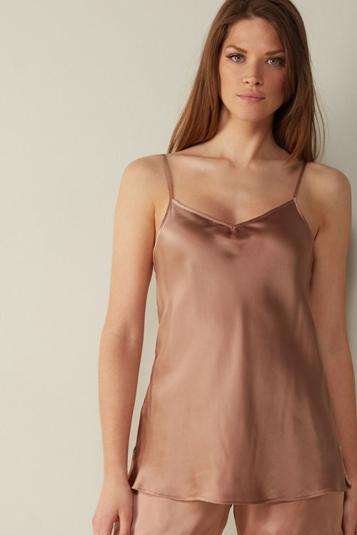 Intimissimi Silk Satin Top with V-neckline Roze | QSGEP3126