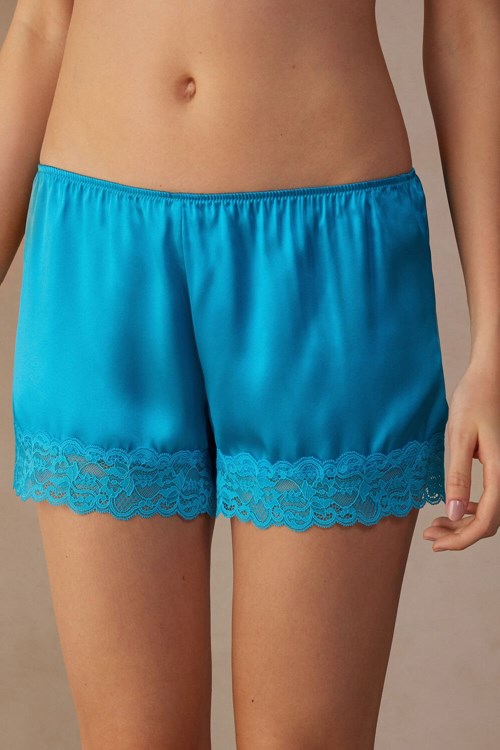 Intimissimi Silk Shorts Blauw Turquoise | GCTAD6018