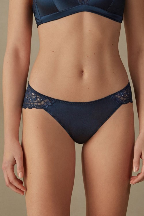 Intimissimi Silk and Kanten Briefs Blauw Blauw | HRCUZ0592