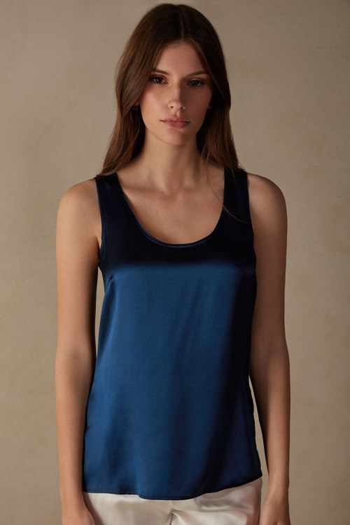 Intimissimi Silk and Modal Tank Top Blauw Blauw | JTRZV6810