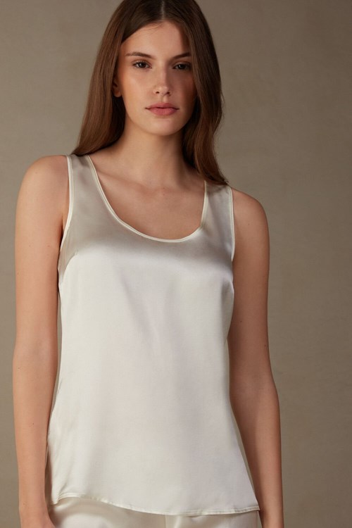 Intimissimi Silk and Modal Tank Top Wit | PQION9145