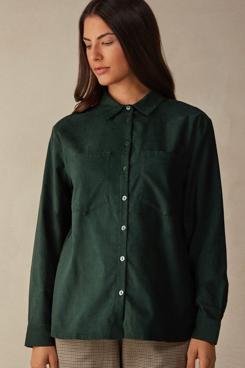 Intimissimi Slow and Cozy Velvet Shirt Groen Groen | BEDVN0846