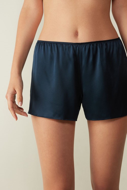 Intimissimi Smooth Silk-Satin Shorts Blauw Blauw | UMJGB1027