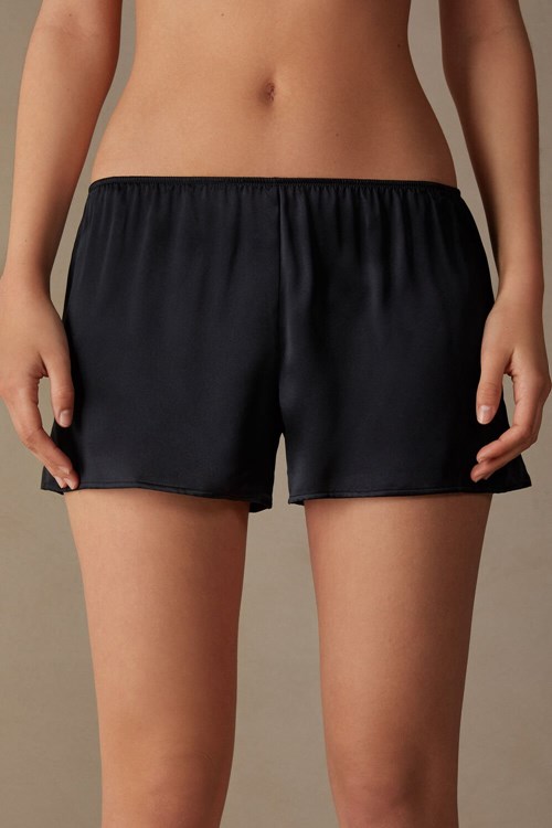 Intimissimi Smooth Silk-Satin Shorts Zwart Zwart | FTGPW3602