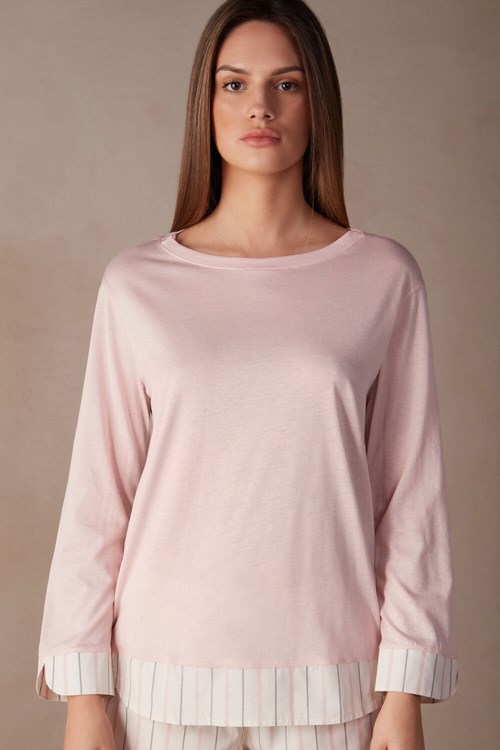 Intimissimi Soft Spring Long Sleeve Katoenen Top Roze Roze | TZLIH9736