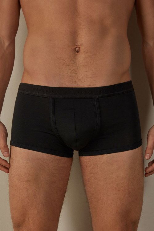 Intimissimi Stretch Supima® Katoenen Boxer Shorts with Logo Detail Zwart Zwart Zwart | AKJGT4192