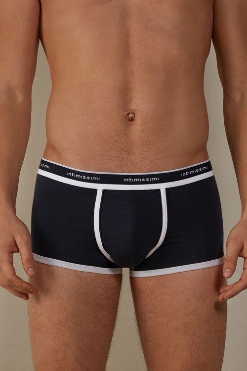 Intimissimi Stretch Supima® Katoenen Boxer Shorts with Logo Detail Blauw Blauw Wit | BXLGD1926