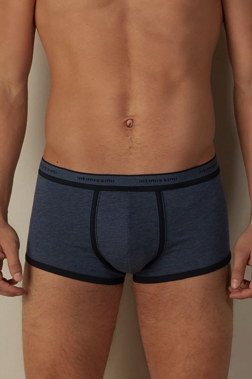 Intimissimi Stretch Supima® Katoenen Boxer Shorts with Logo Detail Blauw Blauw Blauw | KQZYI5460